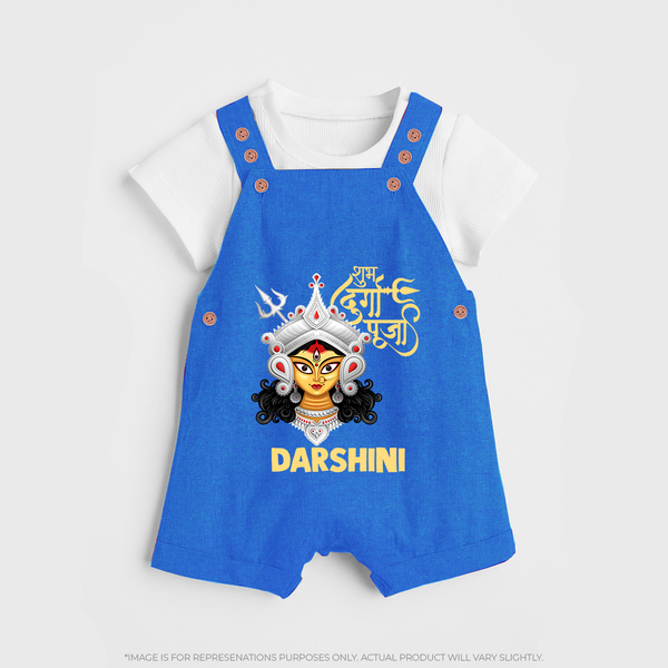 Shubh Durga Maa Divine Face Baby Dungaree - COBALT BLUE - 0 - 5 Months Old (Chest 18")