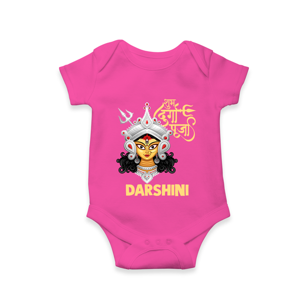 Shubh Durga Maa Divine Face Baby Romper - HOT PINK - New Born (Chest 14")