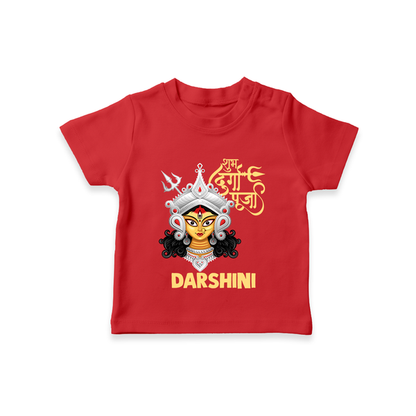 Shubh Durga Maa Divine Face Baby T Shirt - RED - 0-5 Months Old (Chest 17")