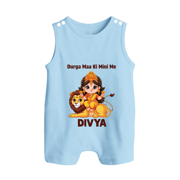 Durga Maa Ki Mini Me Goddess & Lion Baby Button Romper - BABY BLUE - New Born (Chest 18")