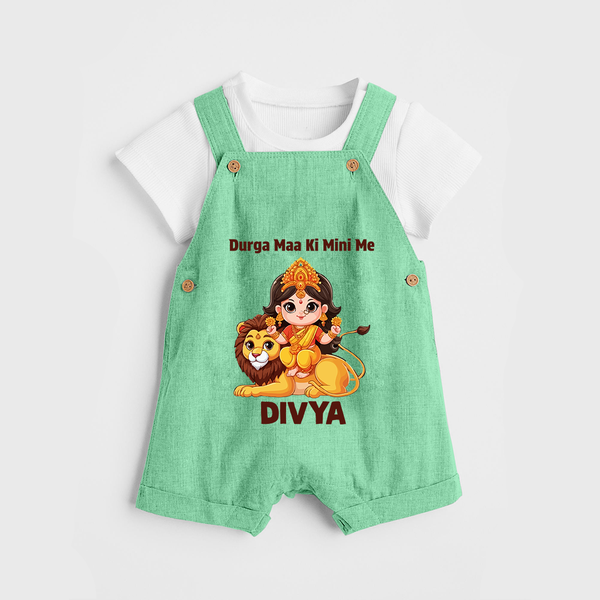 Durga Maa Ki Mini Me Goddess & Lion Baby Dungaree - GREEN - 0 - 5 Months Old (Chest 18")