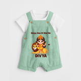 Durga Maa Ki Mini Me Goddess & Lion Baby Dungaree - MINT GREEN - 0 - 5 Months Old (Chest 18")