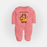 Durga Maa Ki Mini Me Goddess & Lion Baby Full Body Suit - PEACH - New Born (Chest 7.5")