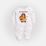 Durga Maa Ki Mini Me Goddess & Lion Baby Full Body Suit - WHITE - New Born (Chest 7.5")