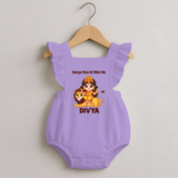 Durga Maa Ki Mini Me Goddess & Lion Baby Romper Frock - LILAC - 0 - 3 Months Old (Chest 19")