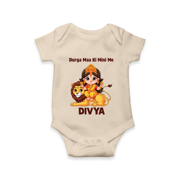 Durga Maa Ki Mini Me Goddess & Lion Baby Romper - IVORY - New Born (Chest 14")