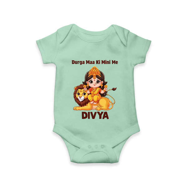 Durga Maa Ki Mini Me Goddess & Lion Baby Romper - MINT GREEN - New Born (Chest 14")