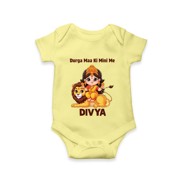 Durga Maa Ki Mini Me Goddess & Lion Baby Romper - PASTEL YELLOW - New Born (Chest 14")