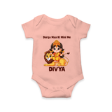 Durga Maa Ki Mini Me Goddess & Lion Baby Romper - PEACH - New Born (Chest 14")
