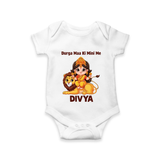 Durga Maa Ki Mini Me Goddess & Lion Baby Romper - WHITE - New Born (Chest 14")