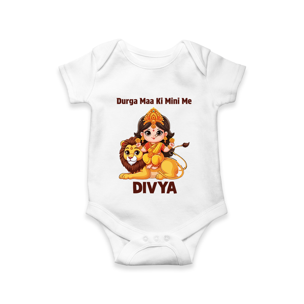 Durga Maa Ki Mini Me Goddess & Lion Baby Romper - WHITE - New Born (Chest 14")