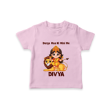 Durga Maa Ki Mini Me Goddess & Lion Baby T Shirt - BABY PINK - 0-5 Months Old (Chest 17")