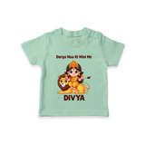 Durga Maa Ki Mini Me Goddess & Lion Baby T Shirt - MINT GREEN - 0-5 Months Old (Chest 17")