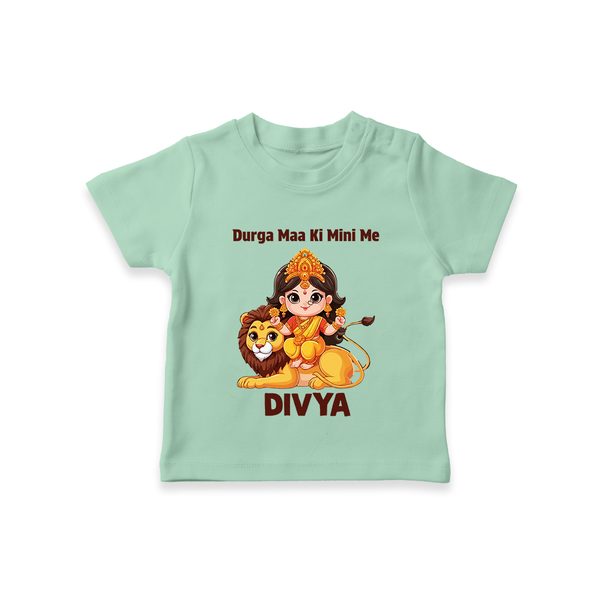 Durga Maa Ki Mini Me Goddess & Lion Baby T Shirt - MINT GREEN - 0-5 Months Old (Chest 17")