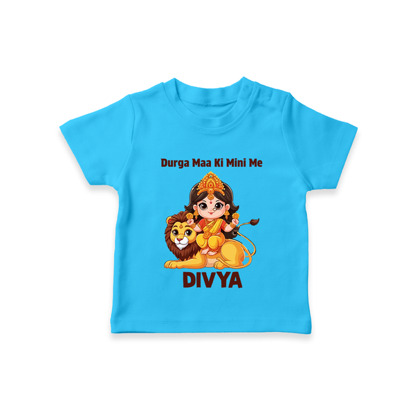 Durga Maa Ki Mini Me Goddess & Lion Baby T Shirt - SKY BLUE - 0-5 Months Old (Chest 17")
