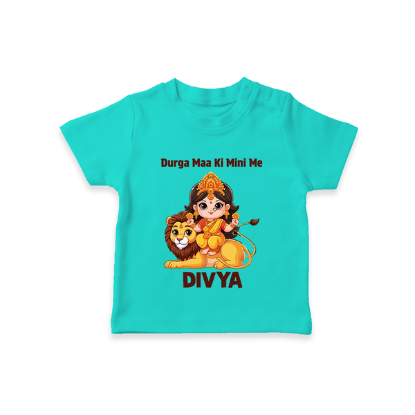 Durga Maa Ki Mini Me Goddess & Lion Baby T Shirt - TEAL - 0-5 Months Old (Chest 17")