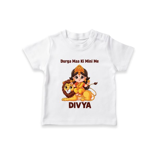 Durga Maa Ki Mini Me Goddess & Lion Baby T Shirt - WHITE - 0-5 Months Old (Chest 17")