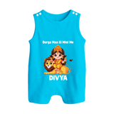 Durga Maa Ki Mini Me Goddess & Lion Baby Button Romper - SKY BLUE - New Born (Chest 18")
