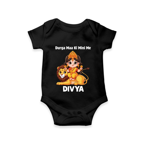 Durga Maa Ki Mini Me Goddess & Lion Baby Romper - BLACK - New Born (Chest 14")