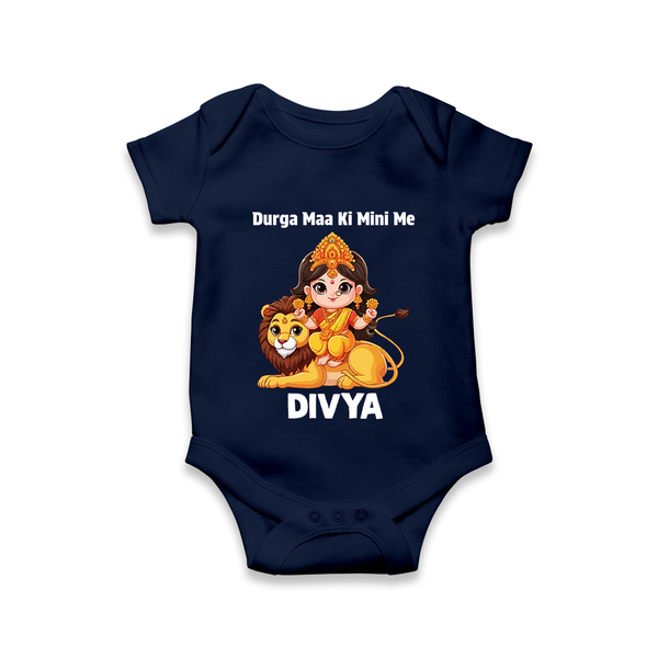 Durga Maa Ki Mini Me Goddess & Lion Baby Romper - NAVY BLUE - New Born (Chest 14")