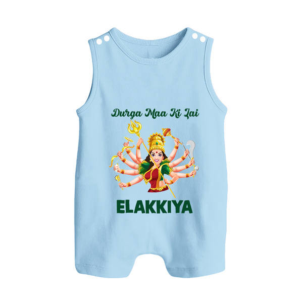 Durga Maa Ki Jai Goddess Baby Button Romper - BABY BLUE - New Born (Chest 18")