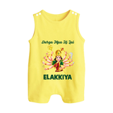 Durga Maa Ki Jai Goddess Baby Button Romper - PASTEL YELLOW - New Born (Chest 18")