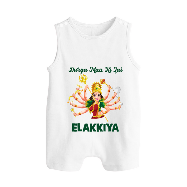 Durga Maa Ki Jai Goddess Baby Button Romper - WHITE - New Born (Chest 18")