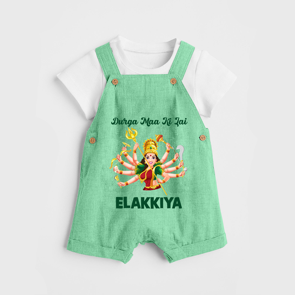 Durga Maa Ki Jai Goddess Baby Dungaree - GREEN - 0 - 5 Months Old (Chest 18")