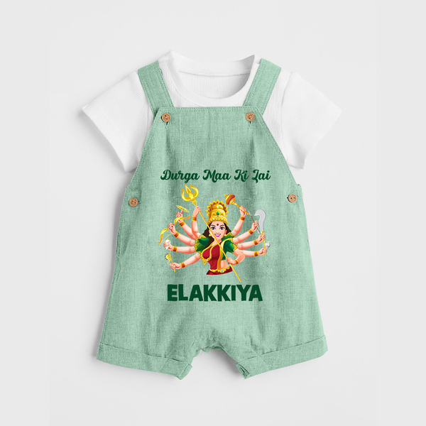 Durga Maa Ki Jai Goddess Baby Dungaree - MINT GREEN - 0 - 5 Months Old (Chest 18")