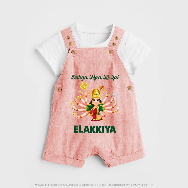 Durga Maa Ki Jai Goddess Baby Dungaree - PEACH - 0 - 5 Months Old (Chest 18")