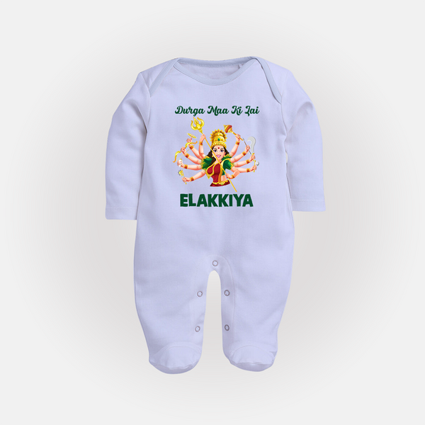 Durga Maa Ki Jai Goddess Baby Full Body Suit - BABY BLUE - New Born (Chest 7.5")