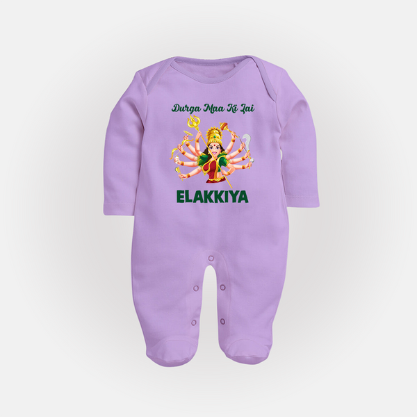 Durga Maa Ki Jai Goddess Baby Full Body Suit - LILAC - New Born (Chest 7.5")