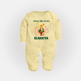Durga Maa Ki Jai Goddess Baby Full Body Suit - PASTEL YELLOW - New Born (Chest 7.5")