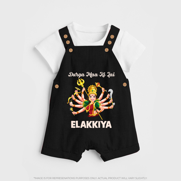 Durga Maa Ki Jai Goddess Baby Dungaree - BLACK - 0 - 5 Months Old (Chest 18")