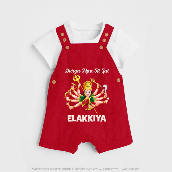 Durga Maa Ki Jai Goddess Baby Dungaree - RED - 0 - 5 Months Old (Chest 18")