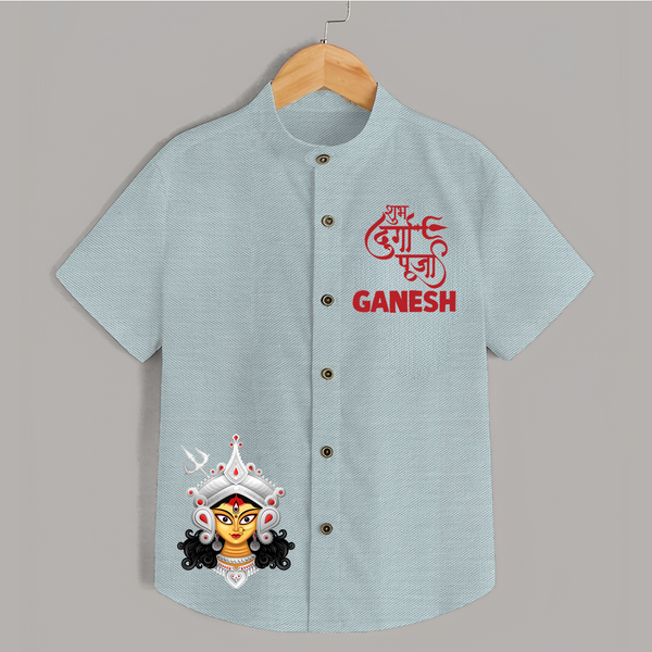 Shubh Durga Maa Divine Goddess Face Shirt - ARCTIC BLUE - 0 - 6 Months Old (Chest 23")