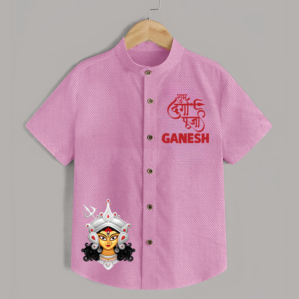 Shubh Durga Maa Divine Goddess Face Shirt - BABY PINK - 0 - 6 Months Old (Chest 23")