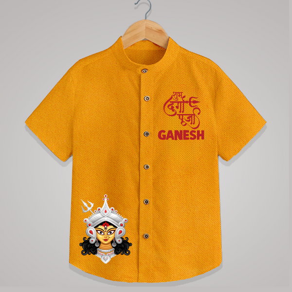 Shubh Durga Maa Divine Goddess Face Shirt - CHROME YELLOW - 0 - 6 Months Old (Chest 23")