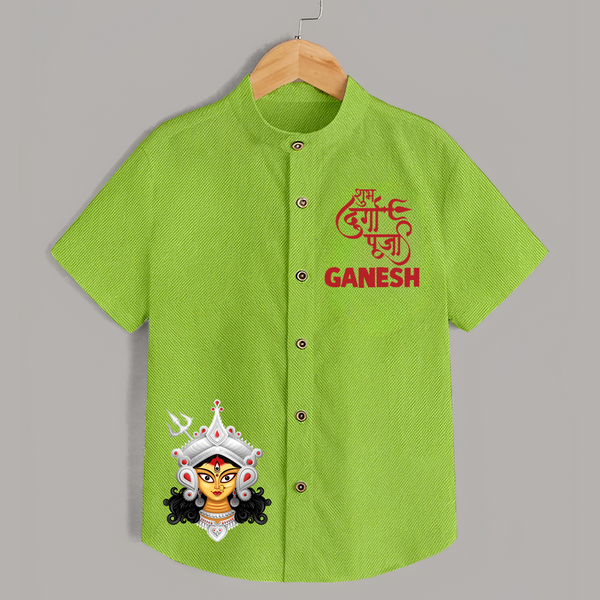 Shubh Durga Maa Divine Goddess Face Shirt - LIME GREEN - 0 - 6 Months Old (Chest 23")