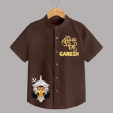Shubh Durga Maa Divine Goddess Face Shirt - CHOCOLATE BROWN - 0 - 6 Months Old (Chest 23")