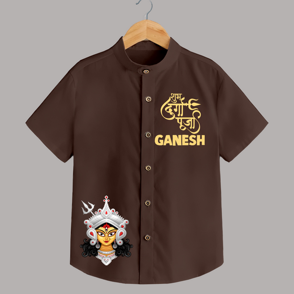 Shubh Durga Maa Divine Goddess Face Shirt - CHOCOLATE BROWN - 0 - 6 Months Old (Chest 23")