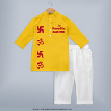 Jai Durga Maa Om & Swastik Kurta - CHROME YELLOW - 3 - 6 Months Old (Chest 24", Kurta Length 14'', Waist 19", Pant Length 14")