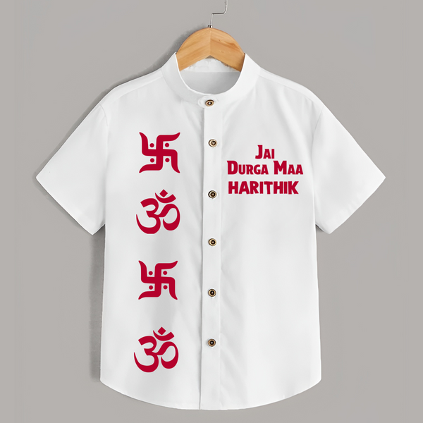 Jai Durga Maa Om & Swastik Shirt - WHITE - 0 - 6 Months Old (Chest 23")