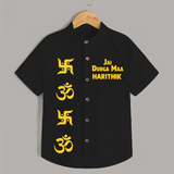 Jai Durga Maa Om & Swastik Shirt - BLACK - 0 - 6 Months Old (Chest 23")