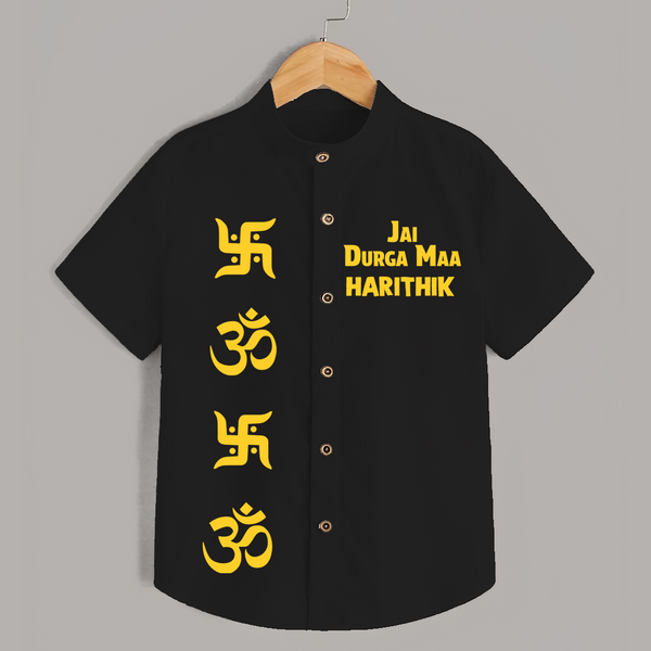 Jai Durga Maa Om & Swastik Shirt - BLACK - 0 - 6 Months Old (Chest 23")