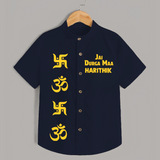 Jai Durga Maa Om & Swastik Shirt - NAVY BLUE - 0 - 6 Months Old (Chest 23")