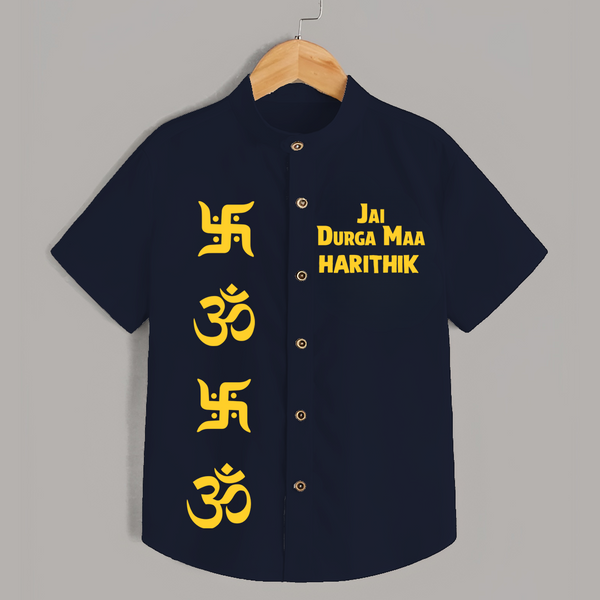 Jai Durga Maa Om & Swastik Shirt - NAVY BLUE - 0 - 6 Months Old (Chest 23")