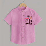 Durga Puja Trishul & Goddess Face Shirt - BABY PINK - 0 - 6 Months Old (Chest 23")