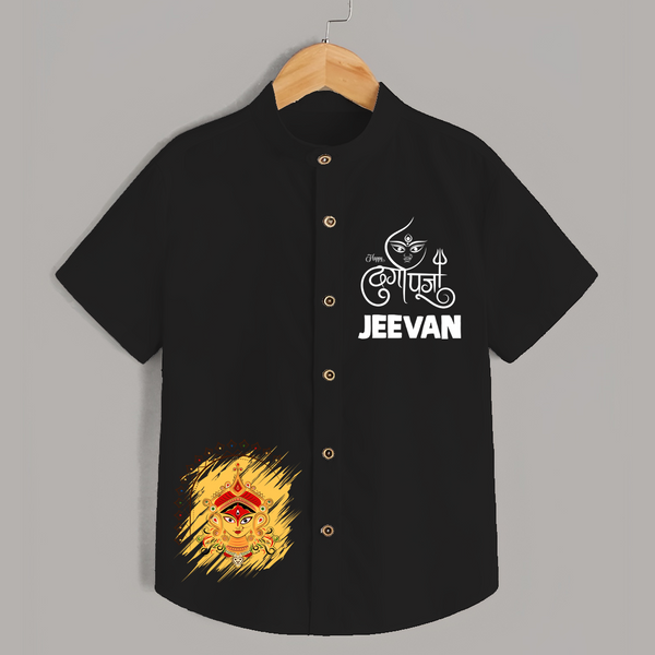 Divine Durga Maa Traditional Goddess Face Shirt - BLACK - 0 - 6 Months Old (Chest 23")