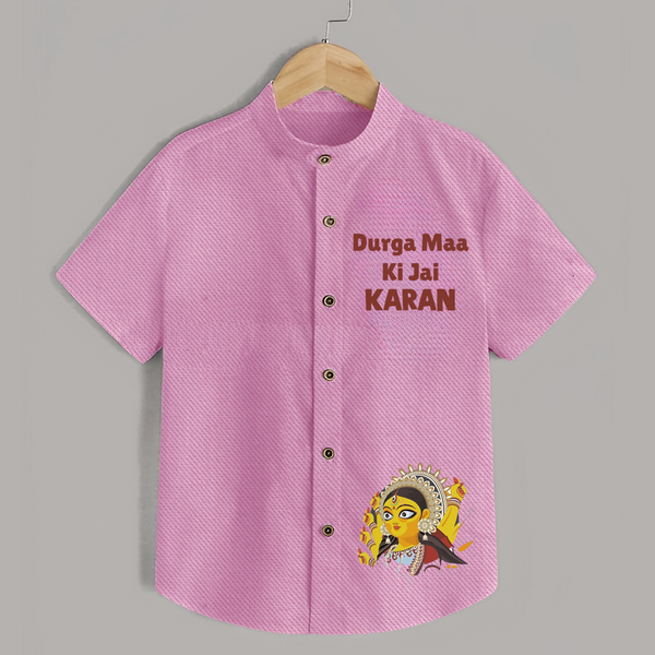 Durga Maa Ki Jai Goddess Face Shirt - BABY PINK - 0 - 6 Months Old (Chest 23")